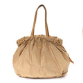 Prada Nylon Jacquard Logo Drawstring Tote Sesamo