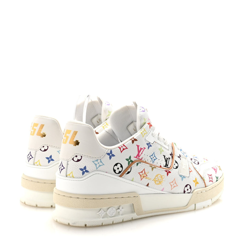 Louis Vuitton LV X TM Calfskin Monogram Multicolor Womens LV Trainer Sneakers 39 White