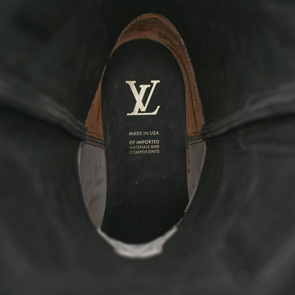 Louis Vuitton Calfskin LV Texan Mens Rider Boots 10.5 Black Silver