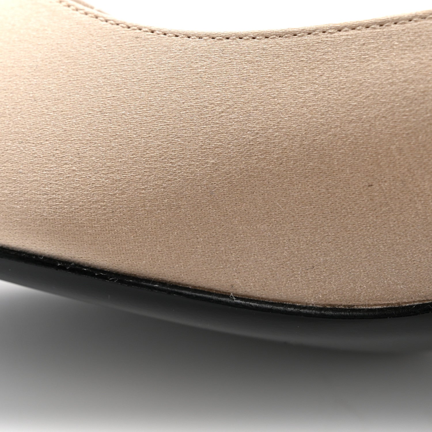 Chanel Strass Satin Grosgrain Mary Jane Flats 38.5 Beige Black