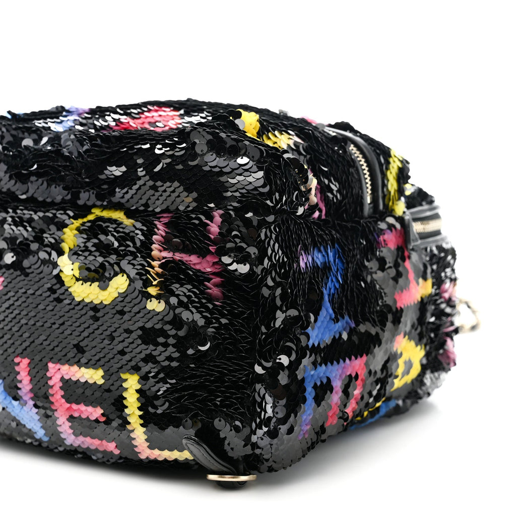 Chanel Sequin Lambskin CC Backpack Black Red Blue Yellow