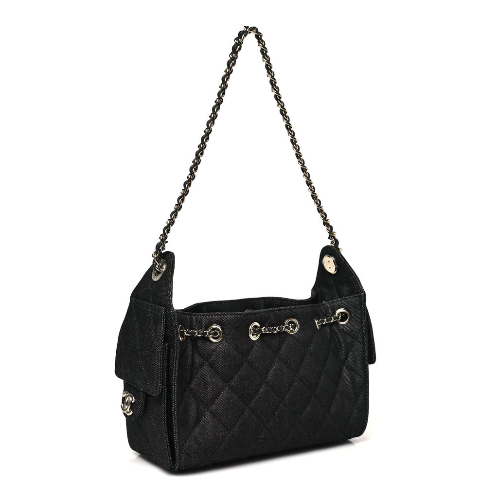 Chanel Denim Quilted Mini Chanel 25 Handbag Dark Blue