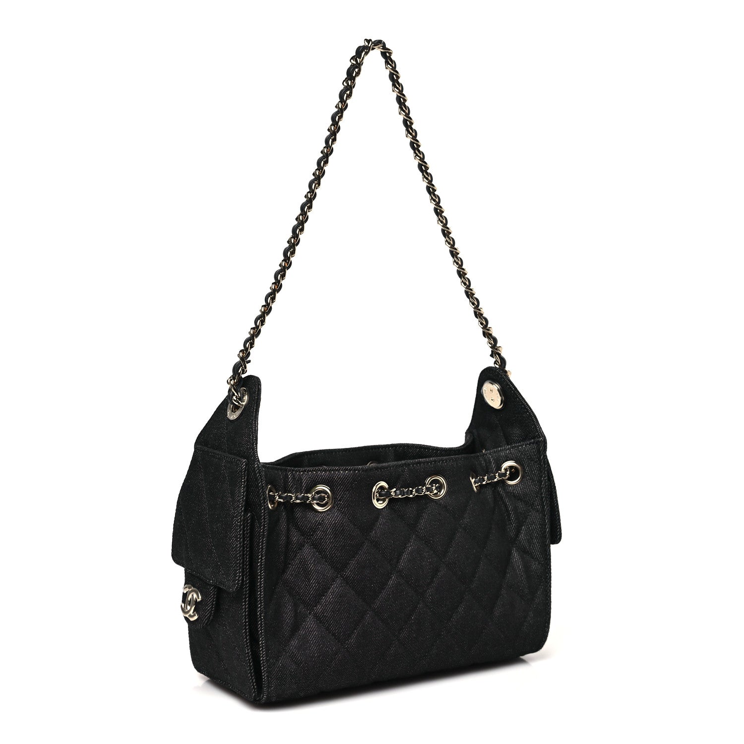 Chanel Denim Quilted Mini Chanel 25 Handbag Dark Blue