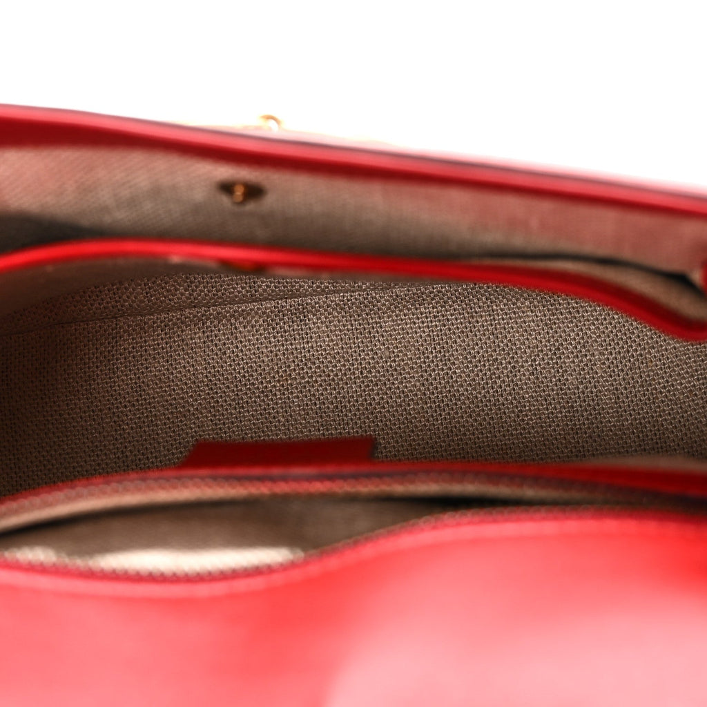 Gucci Monogram Ruinart Calfskin Medium Lady Web Shoulder Bag Beige Ebony Hibiscus Red