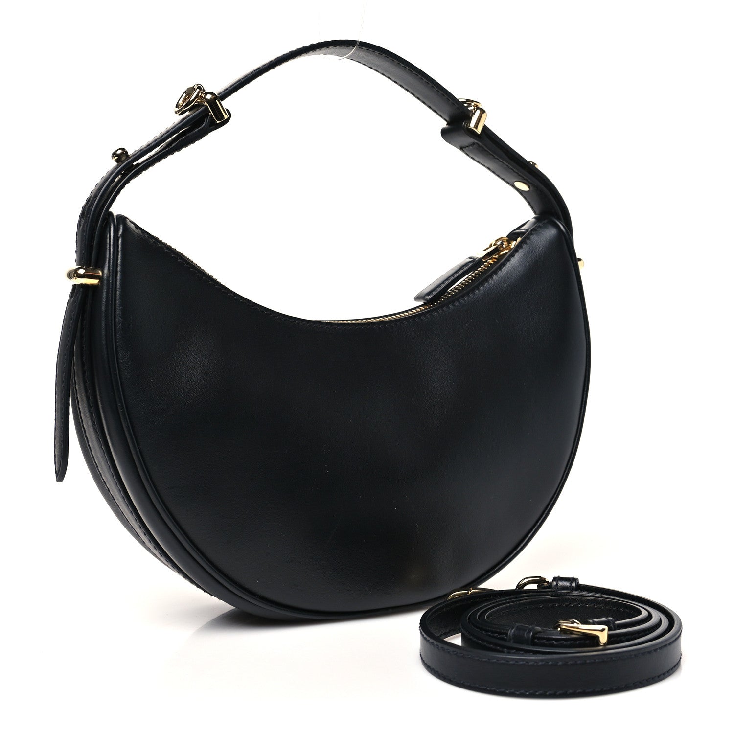 Prada Soft Calfskin Arque Shoulder Bag Black