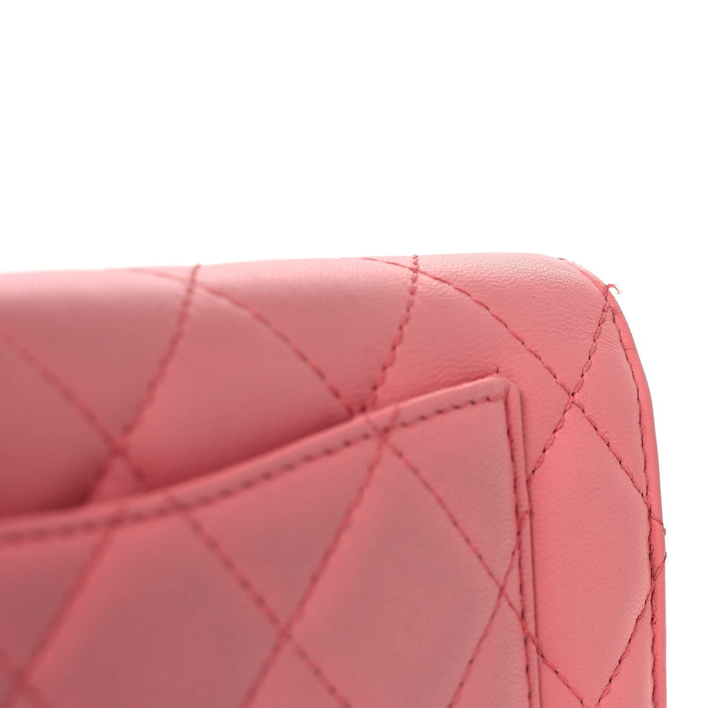 Lambskin Quilted Yen Wallet Pink
