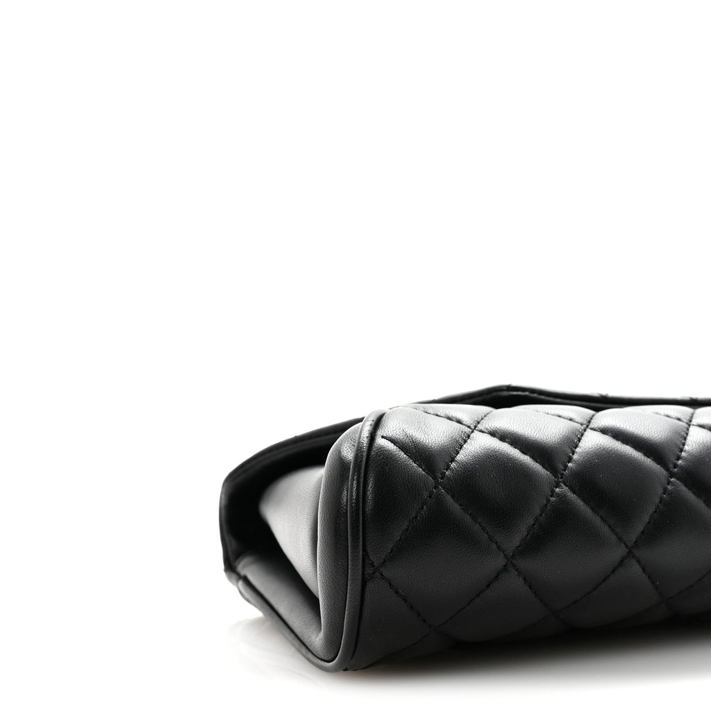 Chanel Lambskin Quilted Fold Up Again Clutch Black