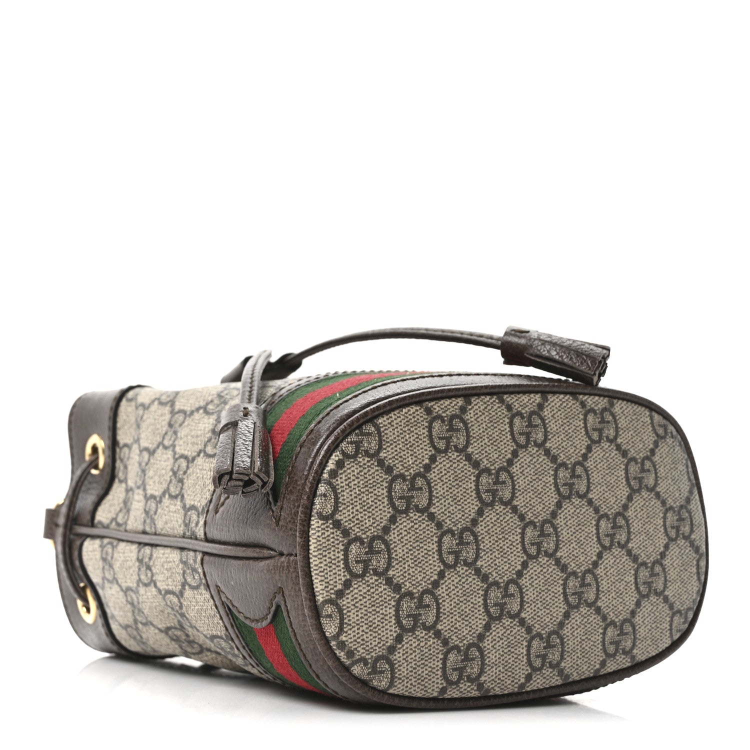 Gucci GG Supreme Monogram Web Mini Ophidia Bucket Bag Brown