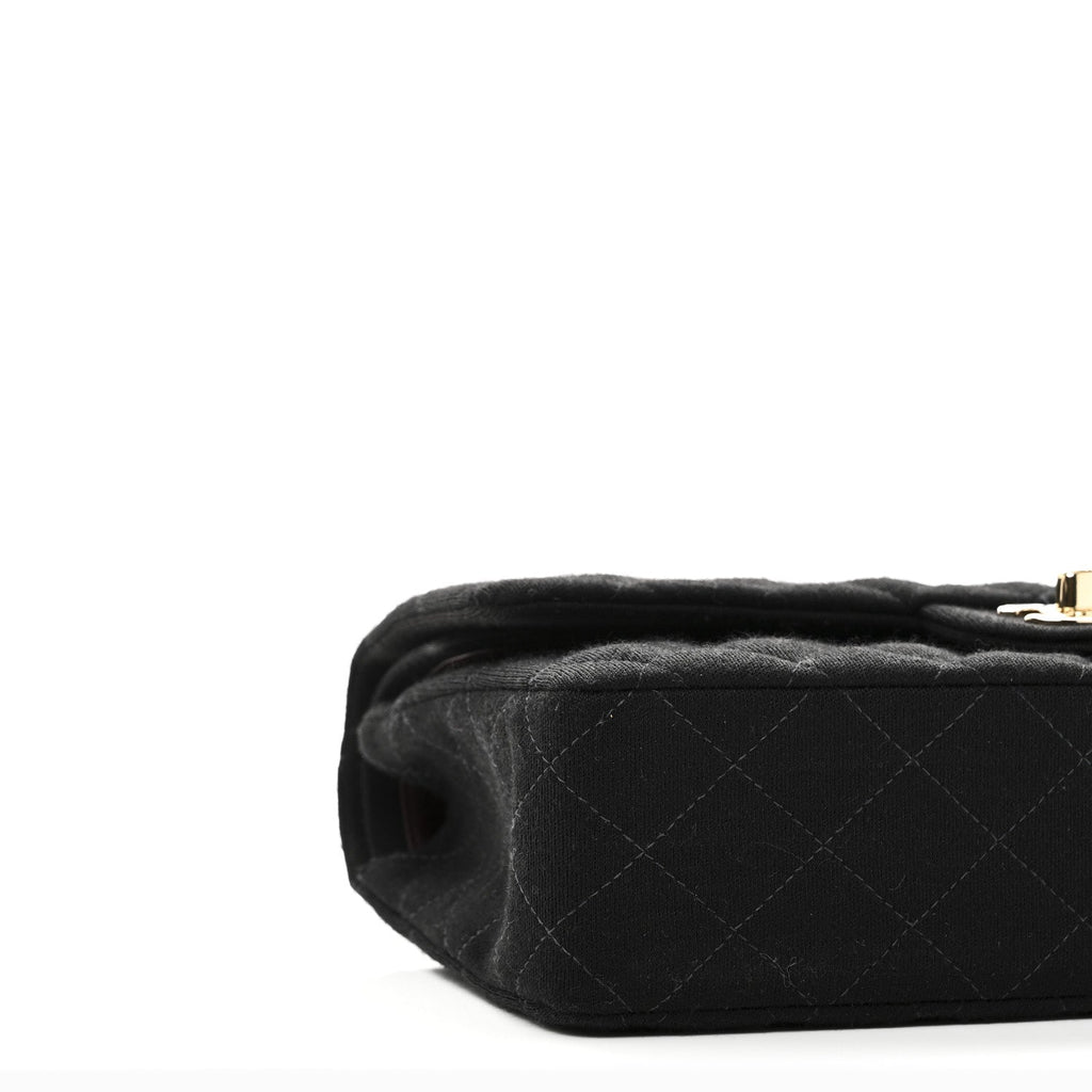 Chanel Jersey Quilted Medium Bijoux Chain Double Flap Black