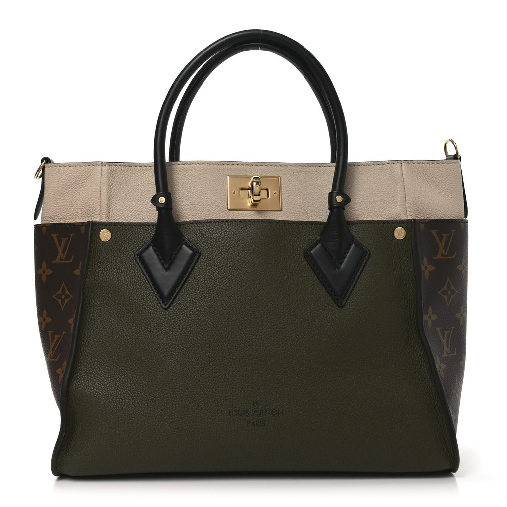 Louis Vuitton Calfskin Monogram On My Side MM Laurier Green Toffee Latte Beige