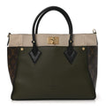 Louis Vuitton Calfskin Monogram On My Side MM Laurier Green Toffee Latte Beige