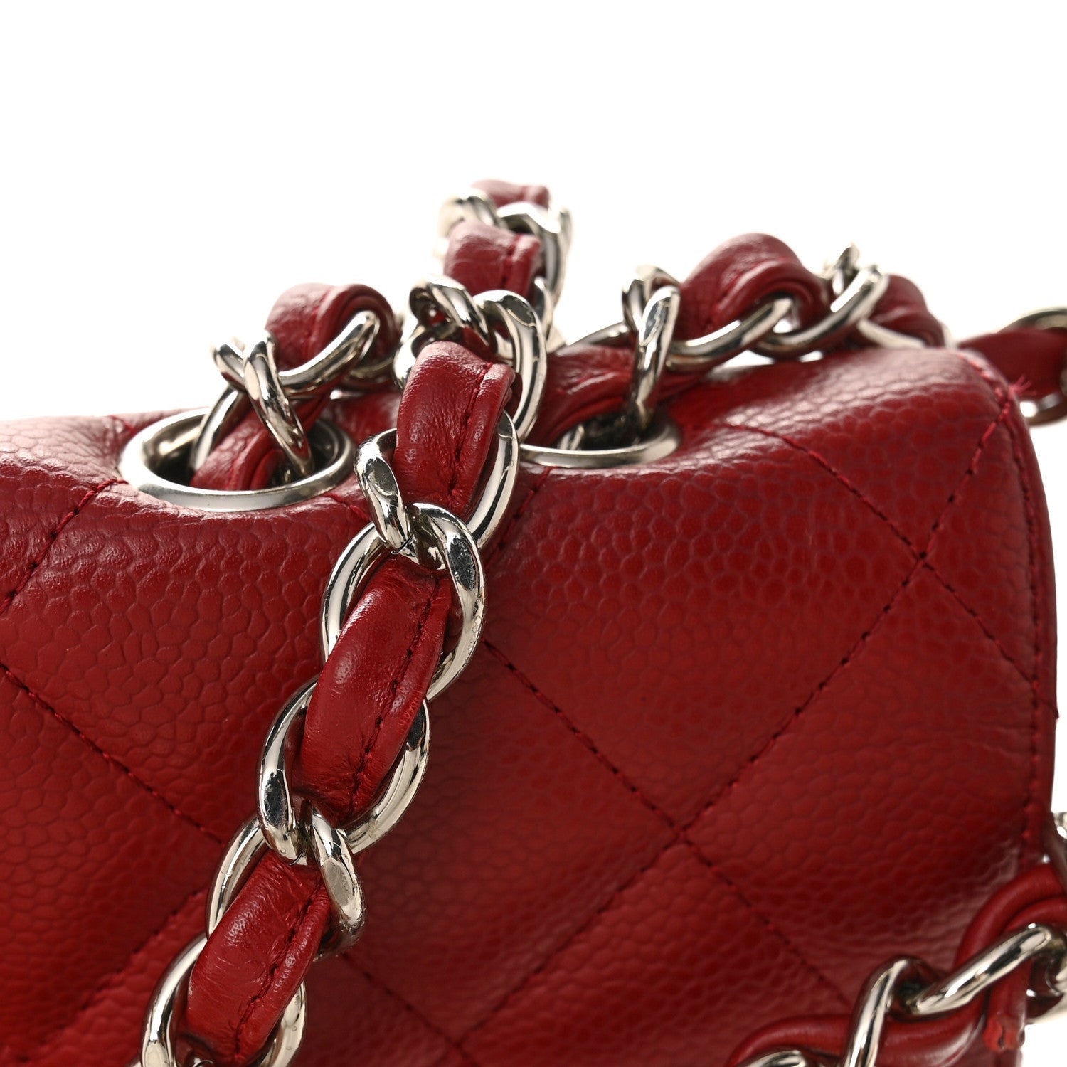 Chanel Caviar Quilted Jumbo Single Flap Dark Red