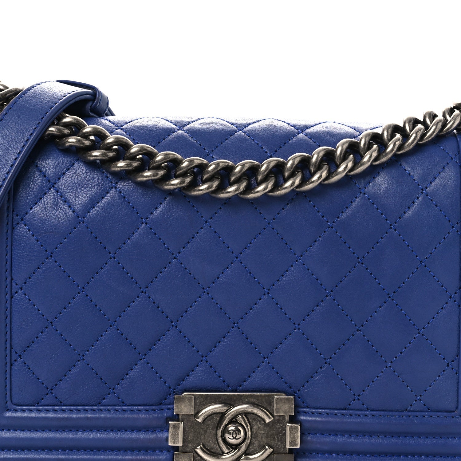 Chanel Calfskin Quilted Medium Boy Flap Blue