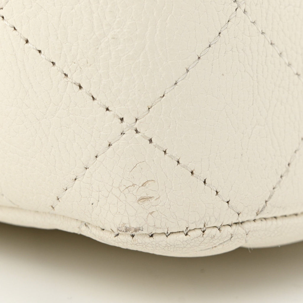 Chanel Crumpled Calfskin Quilted Medium Double Flap White