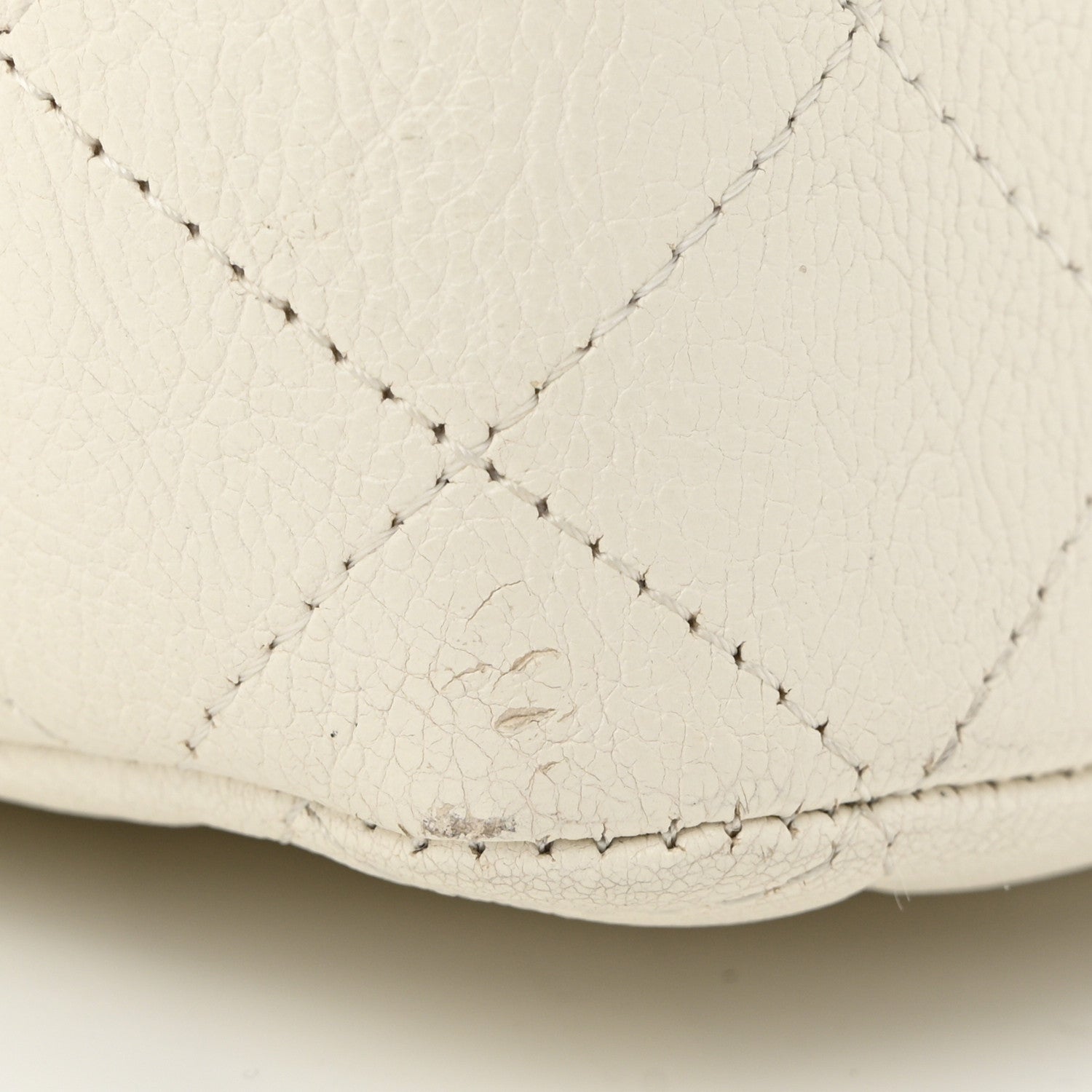 Chanel Crumpled Calfskin Quilted Medium Double Flap White