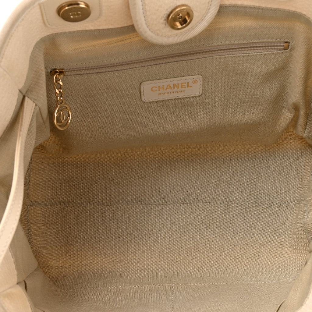 Chanel Mixed Fibers Small Deauville Tote White