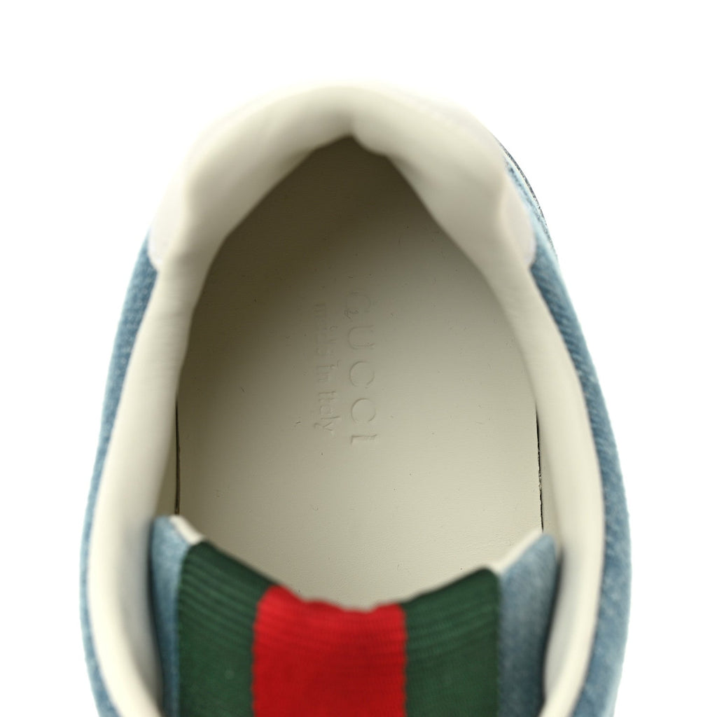 Gucci New Denim Delave GG Monogram Womens Re-Web Sneakers 40 Light Blue Royale