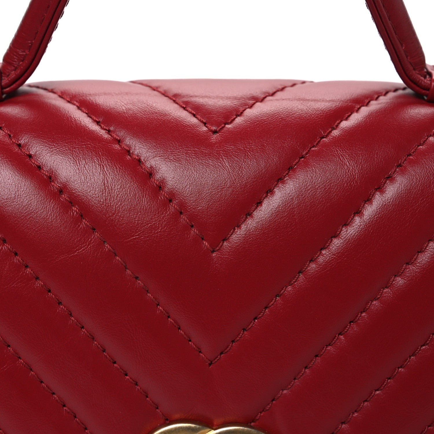Chanel Calfskin Chevron Quilted Top Handle Flap Red