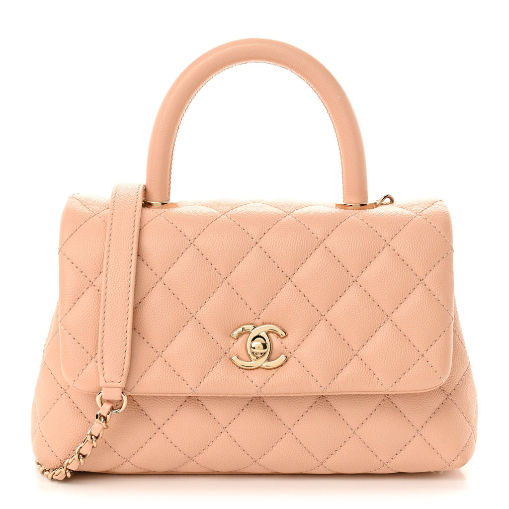 Chanel Caviar Quilted Mini Coco Handle Flap Light Pink