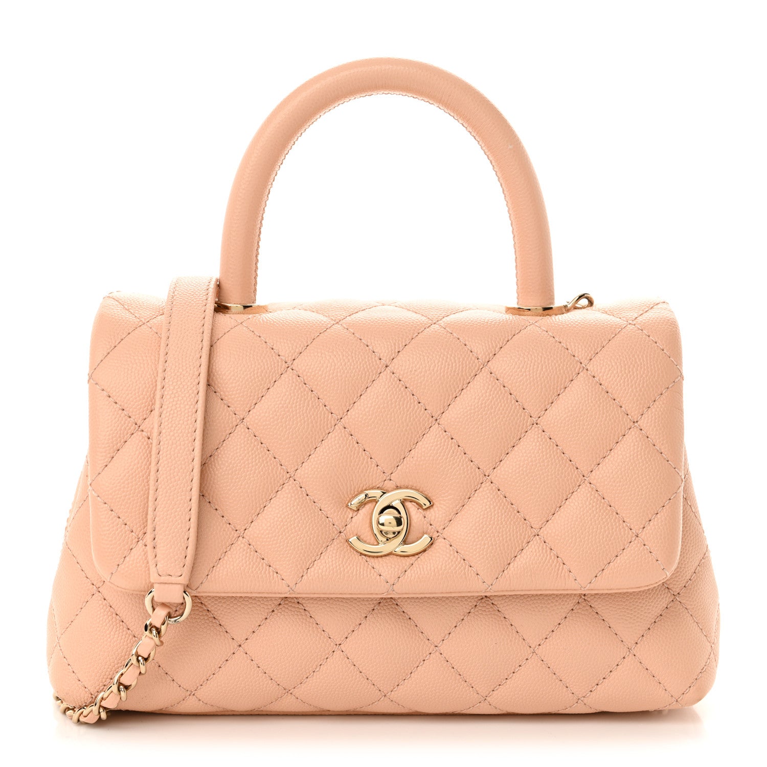 Chanel Caviar Quilted Mini Coco Handle Flap Light Pink
