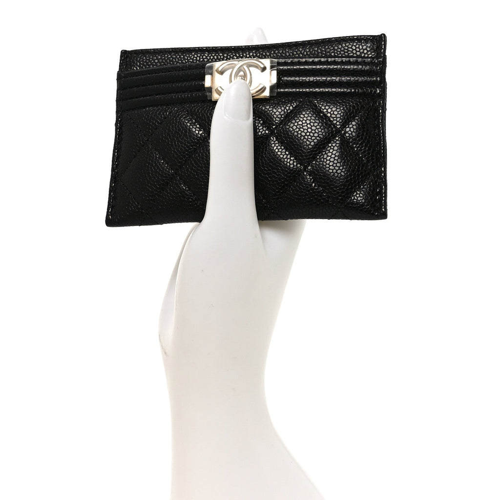 Caviar Quilted Boy Card Holder Black
