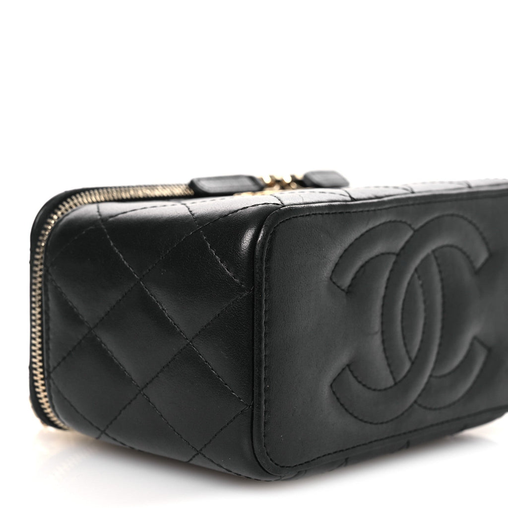 Chanel Lambskin Quilted Small Pillow Crush Vanity Case With Chain Black