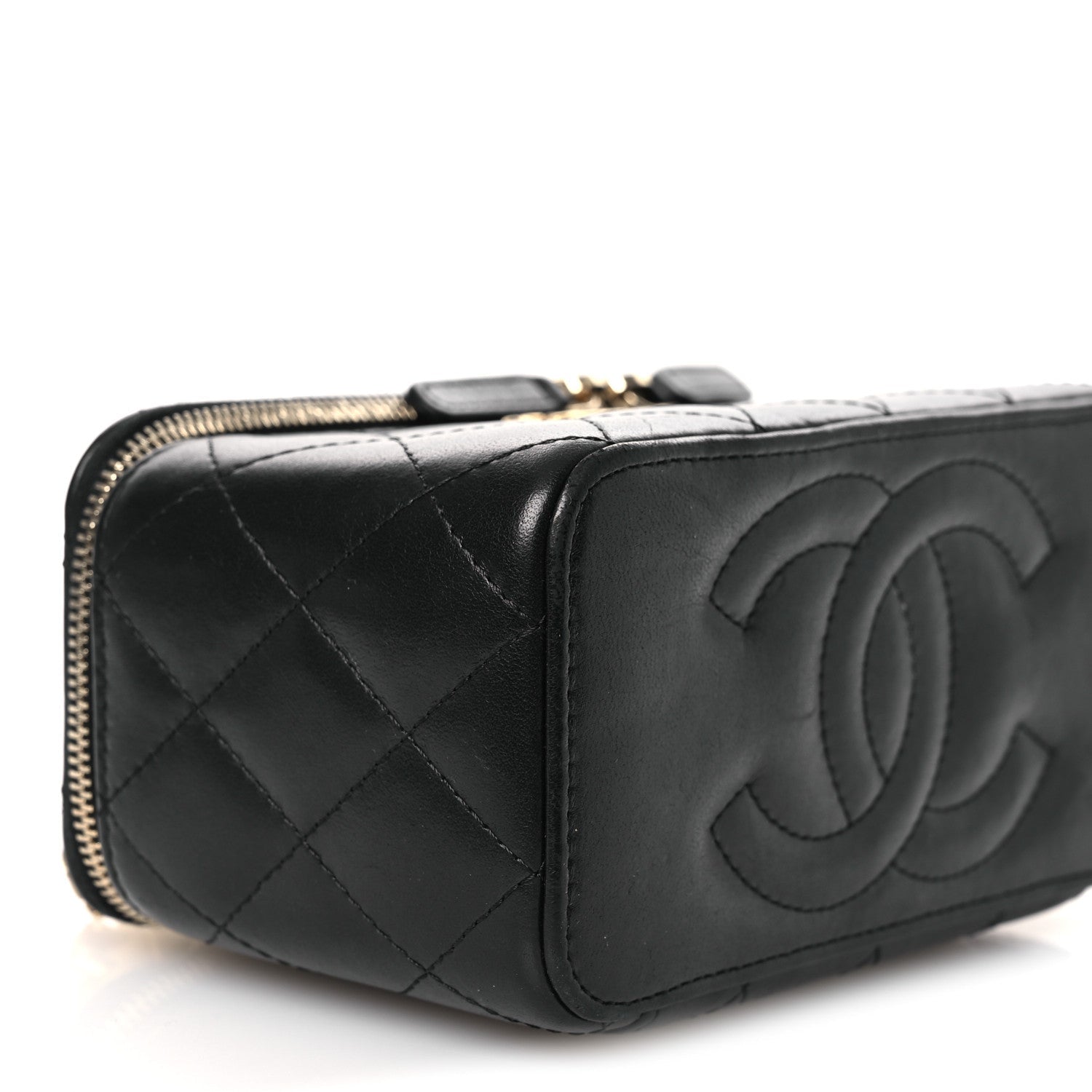 Chanel Lambskin Quilted Small Pillow Crush Vanity Case With Chain Black