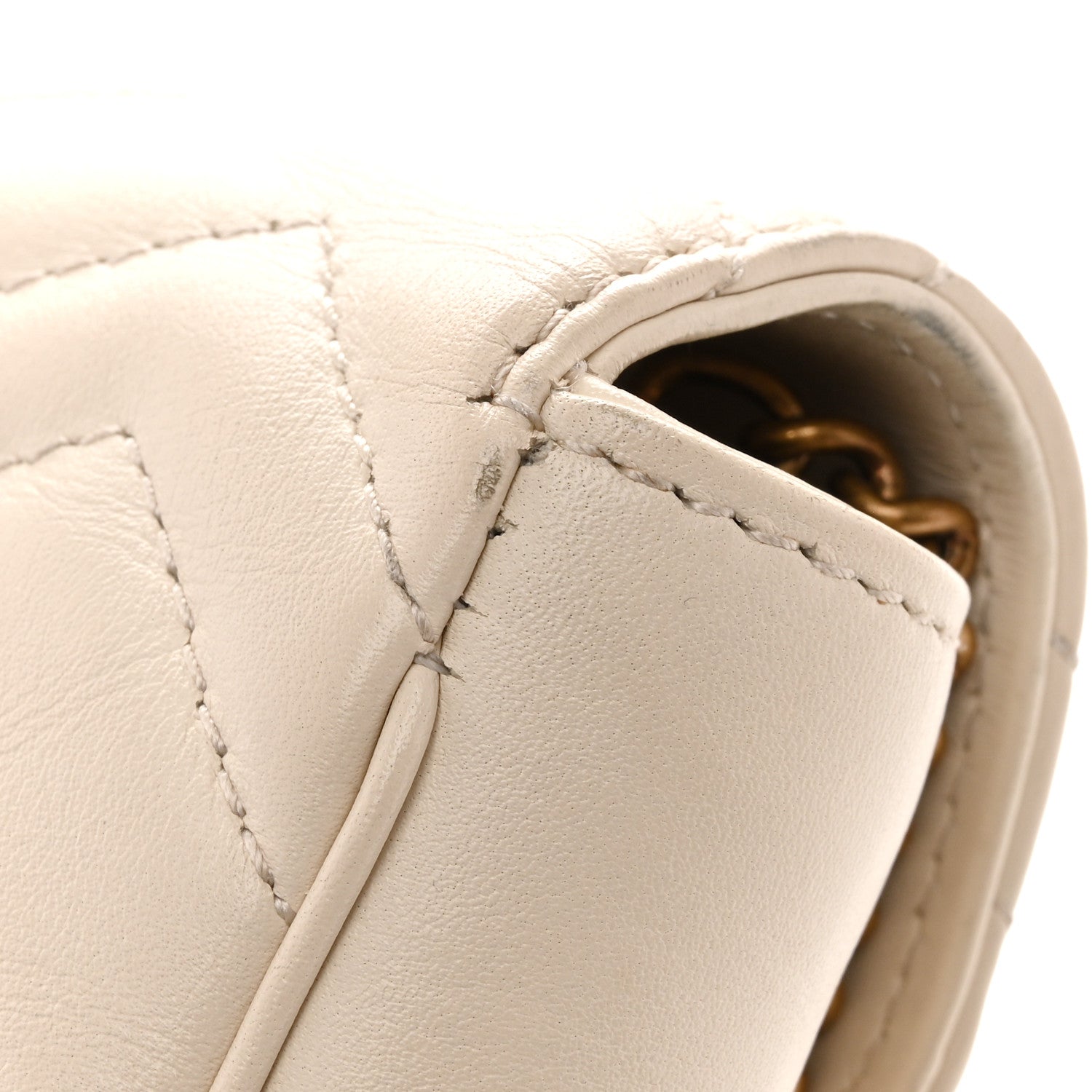 Gucci Calfskin Matelasse Super Mini GG Marmont Shoulder Bag White