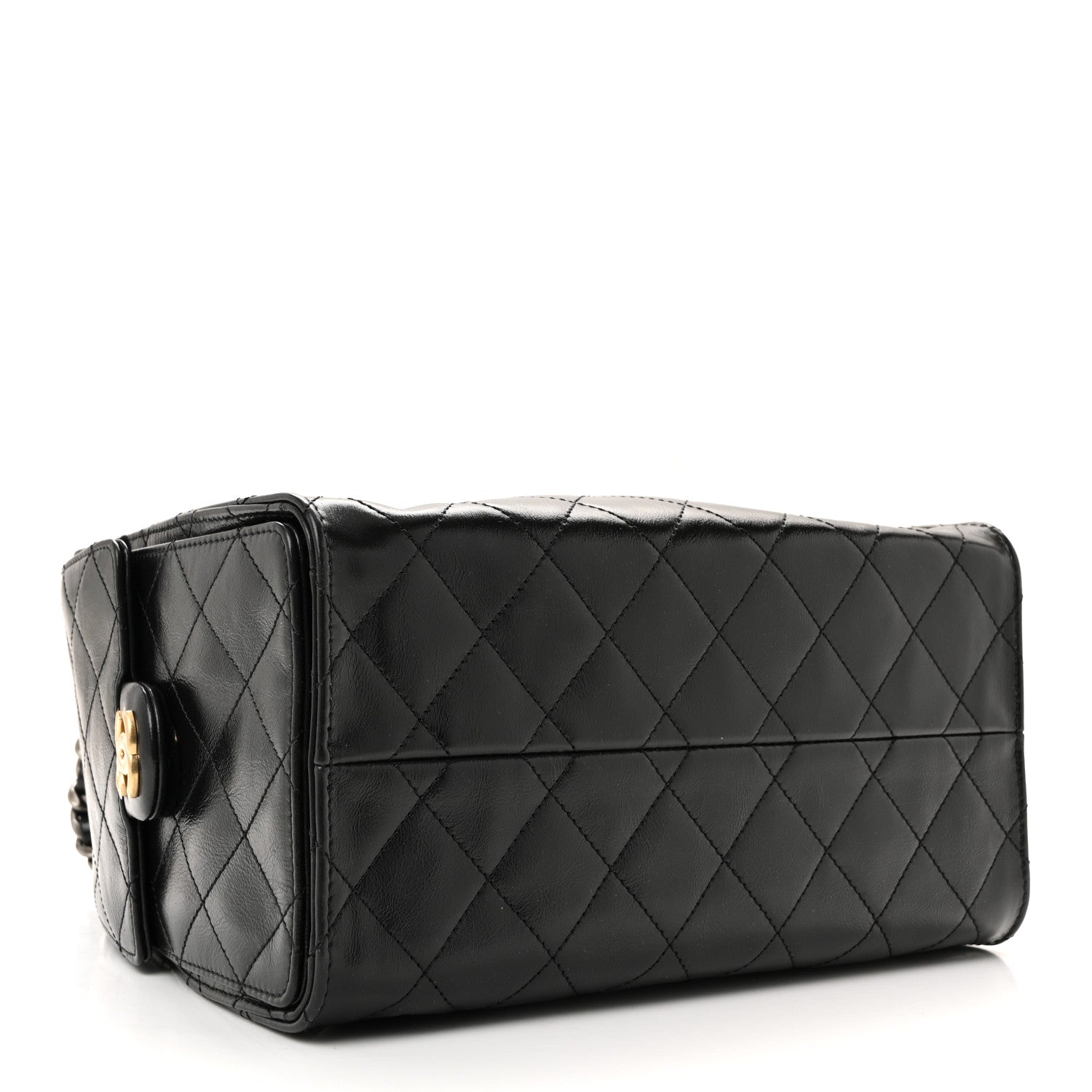 Chanel Shiny Crumpled Calfskin Quilted Small Chanel 25 Handbag Black
