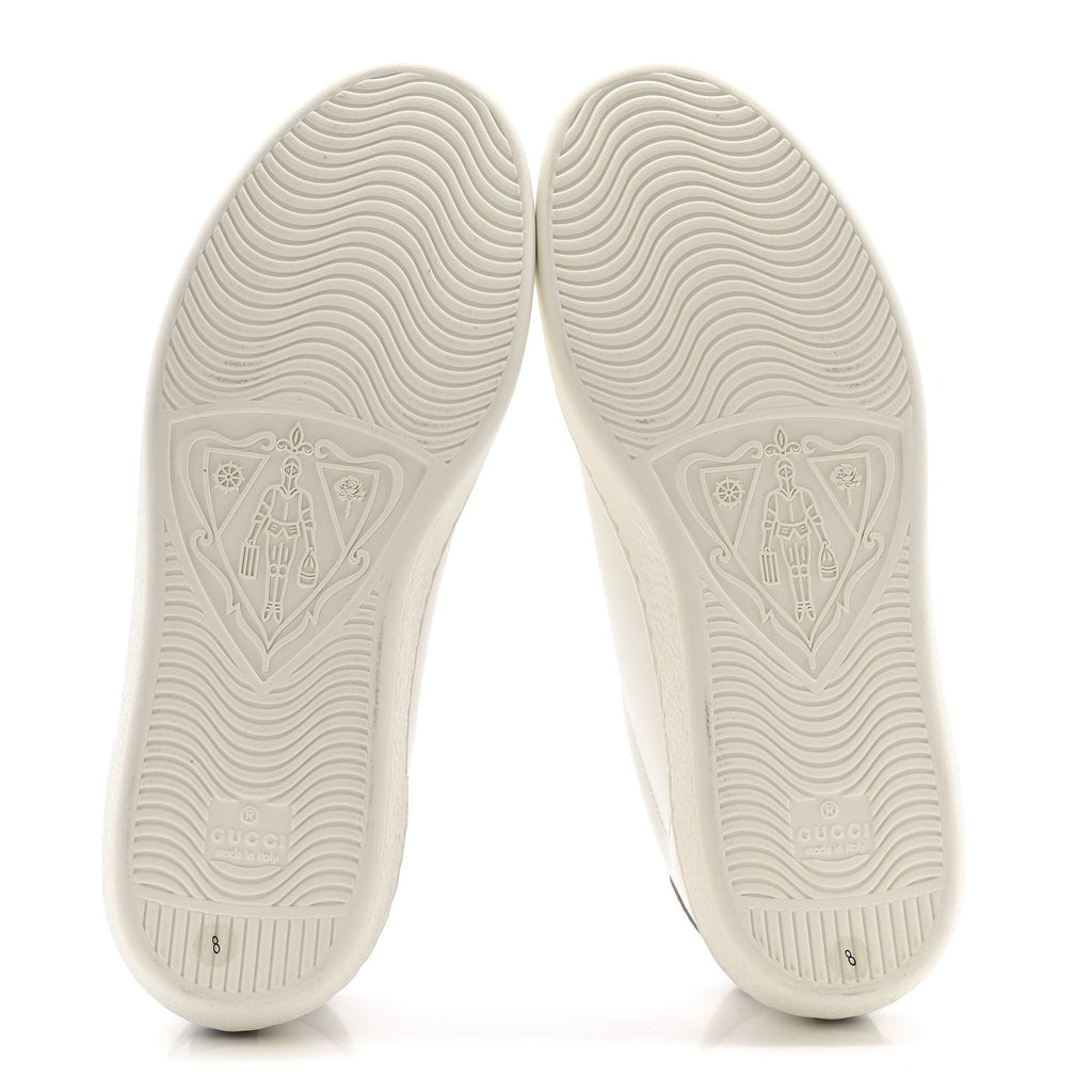 Gucci Calfskin Interlocking G Perforated Mens Ace Sneakers 8 White Grey Sky