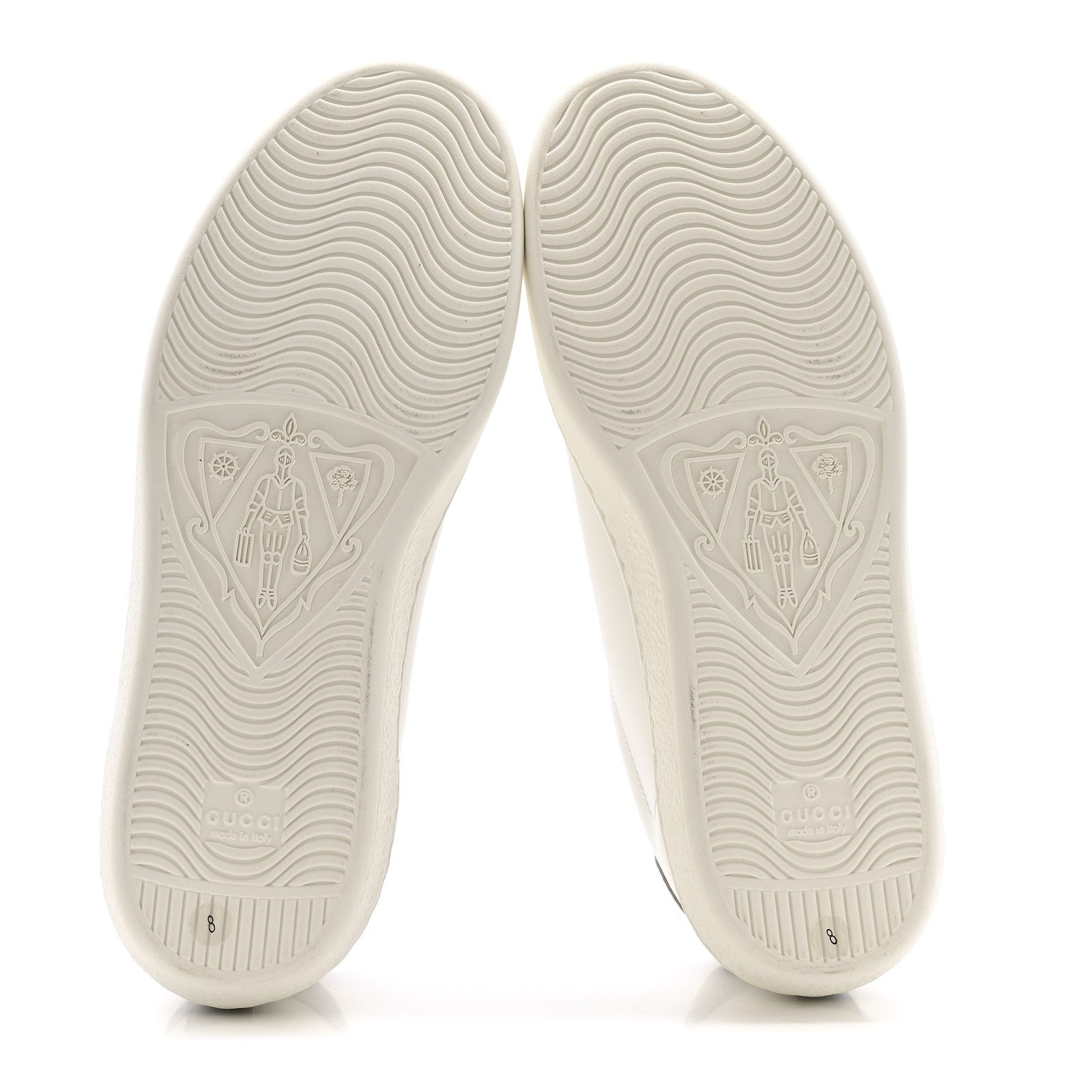 Gucci Calfskin Interlocking G Perforated Mens Ace Sneakers 8 White Grey Sky