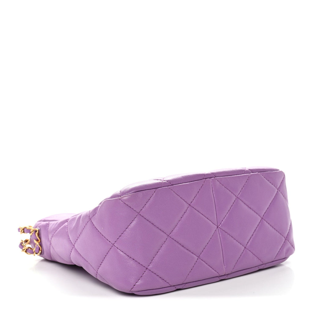 Chanel Lambskin Quilted Small Pick Me Up Hobo Purple