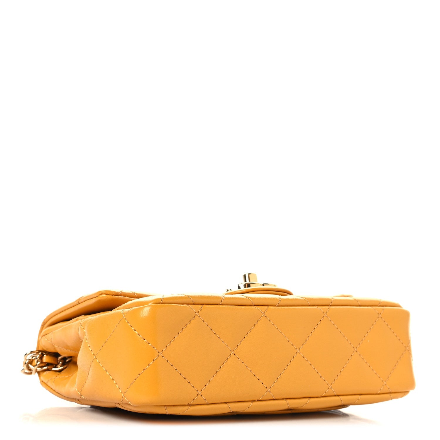 Chanel Shiny Lambskin Quilted Golden Links Top Handle Flap Yellow