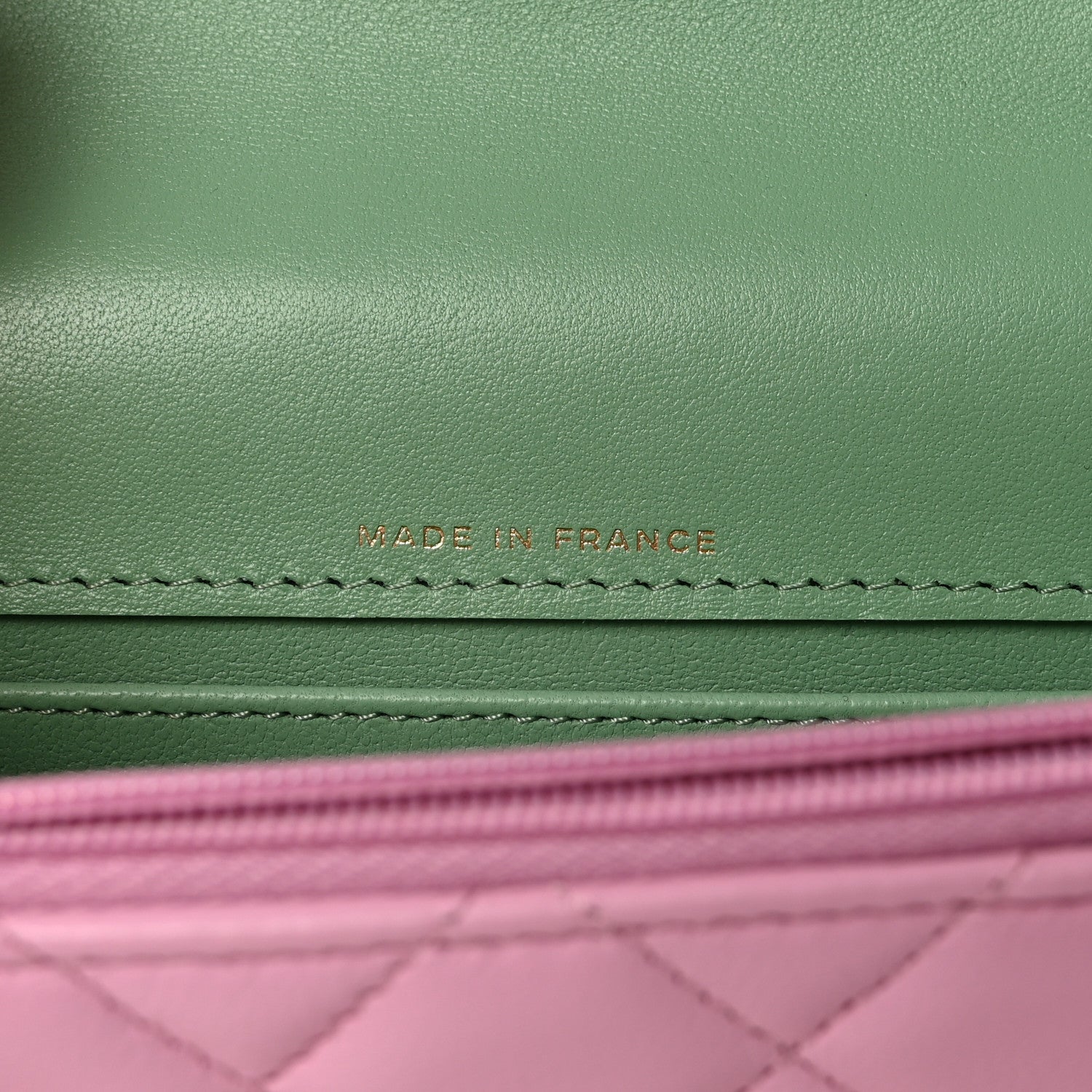 Chanel Lambskin Quilted Flap Phone Holder With Chain Lilac Light Green