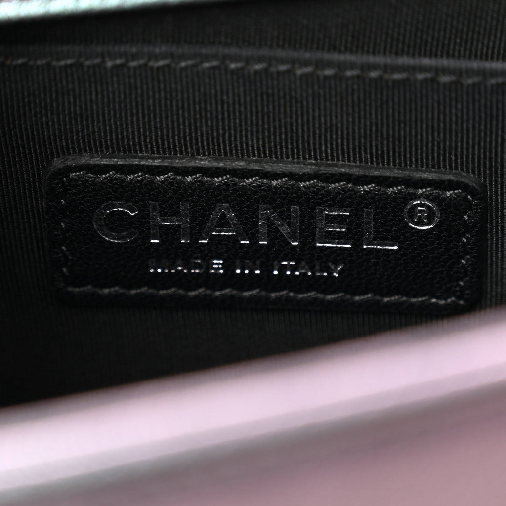 Chanel Iridescent Goatskin Quilted Medium Boy Flap Purple
