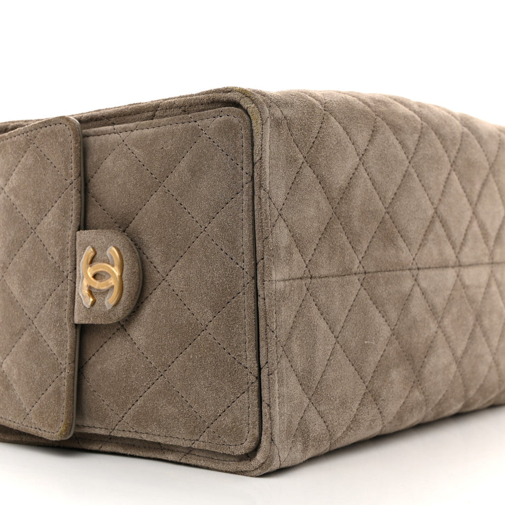 Chanel Suede Quilted Medium Chanel 25 Handbag Dark Grey