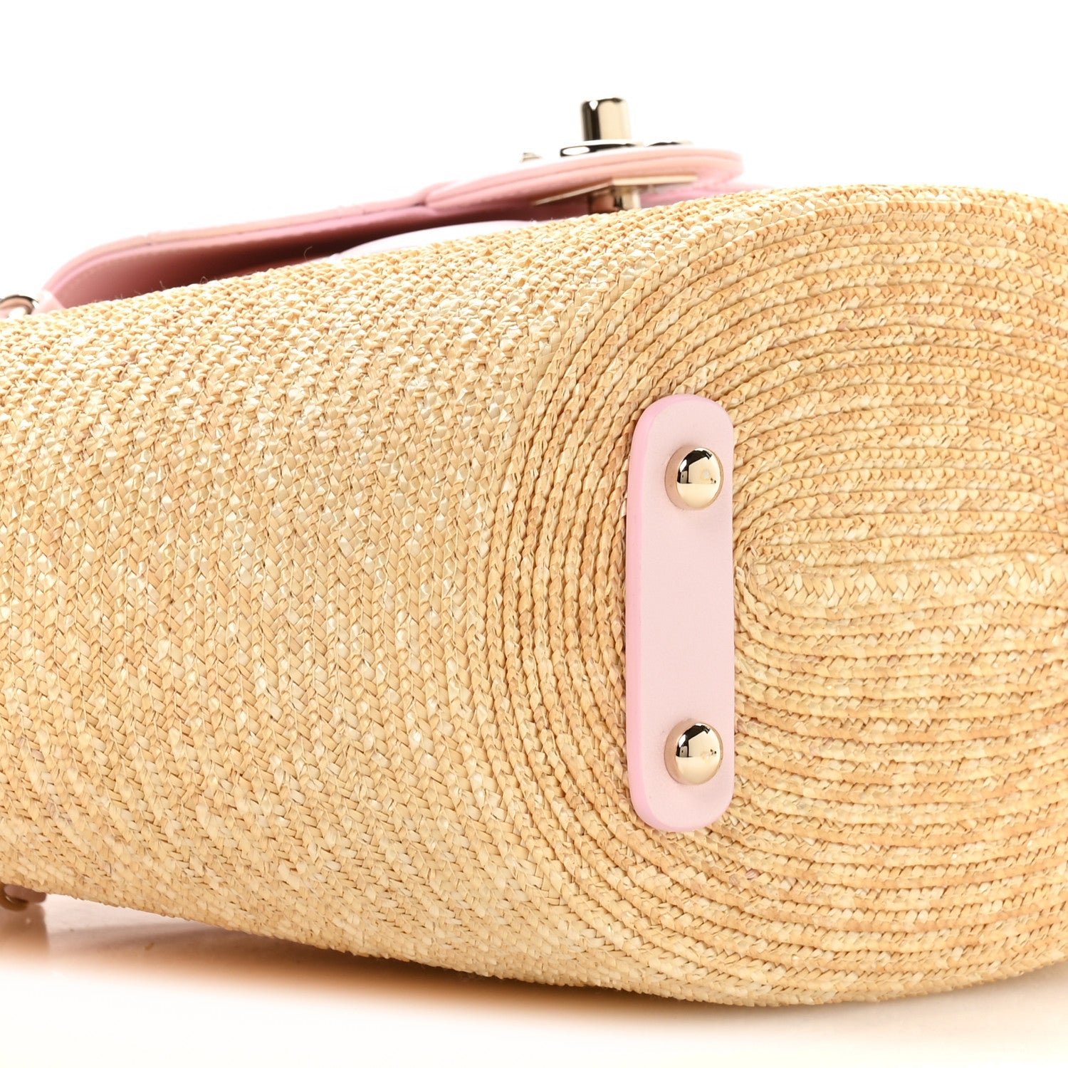 Chanel Raffia Lambskin Small Wicker Tote Beige Light Pink