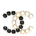 Crystal Pearl CC Dazzling Domino Brooch Gold Black Pearly White