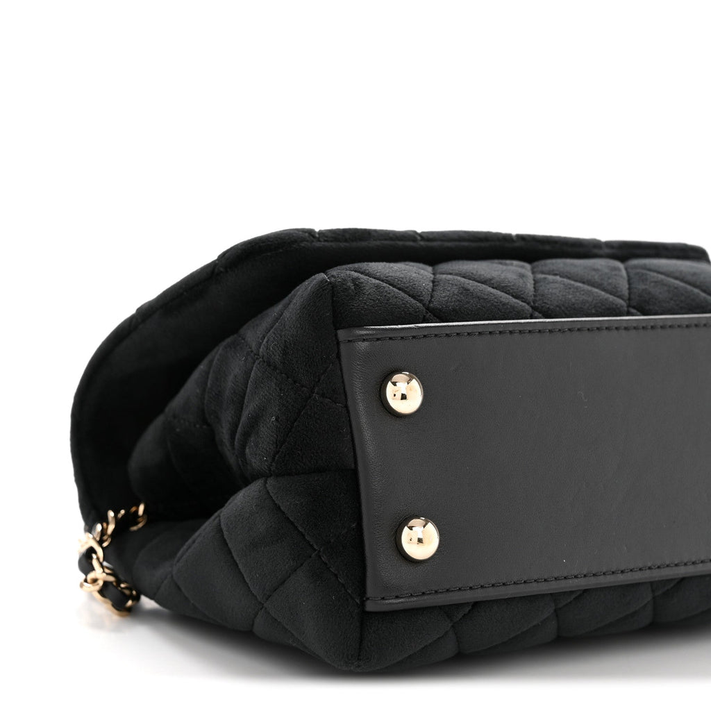 Chanel Velvet Crystal Quilted Extra Mini Coco Handle Flap Black
