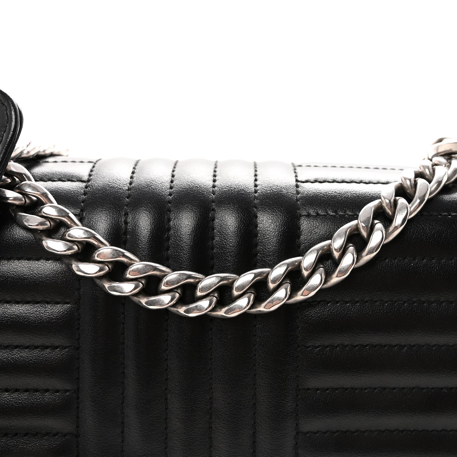 Prada Soft Calfskin Impunture Diagramme Large Chain Flap Shoulder Bag Black