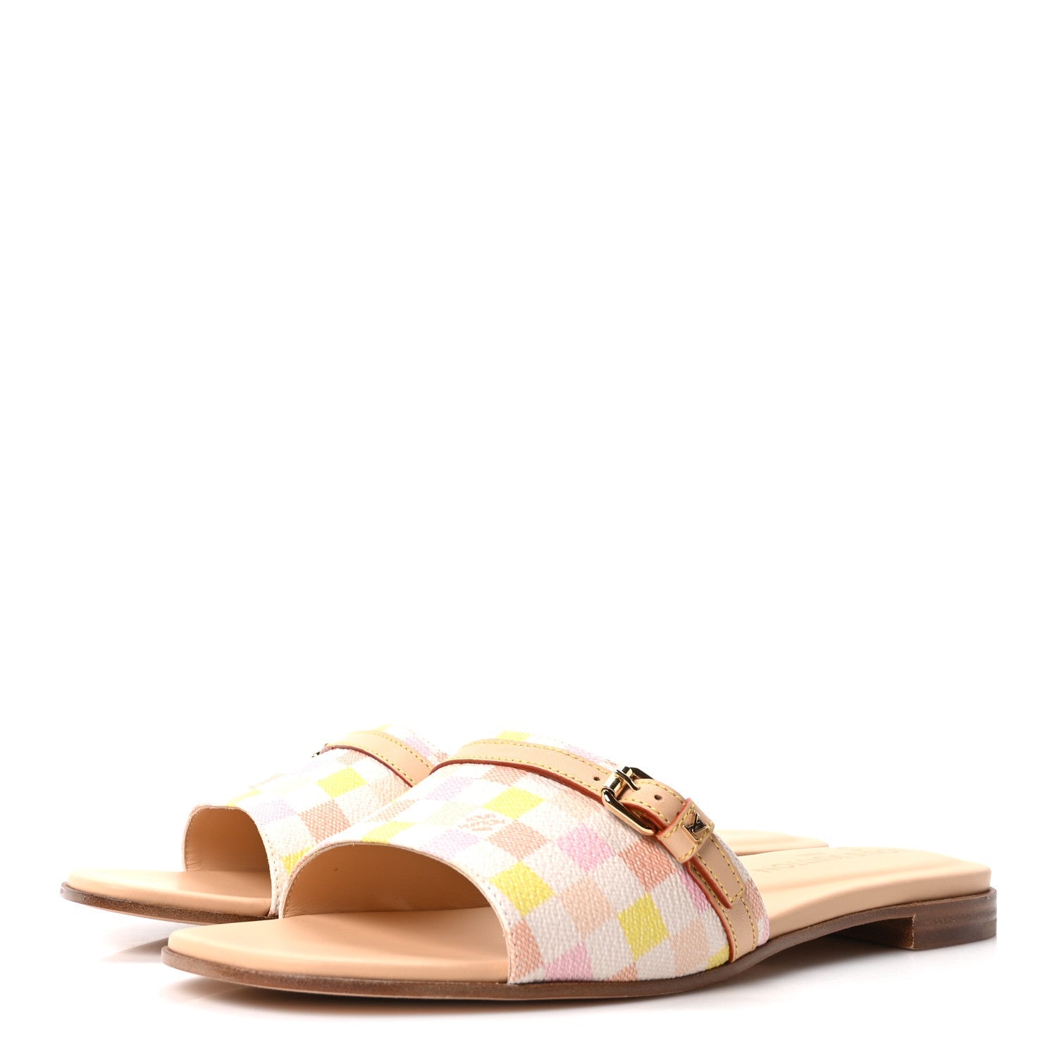 Louis Vuitton Damierlicious Neo Revival Flat Mule Sandals 40 Rose Peach