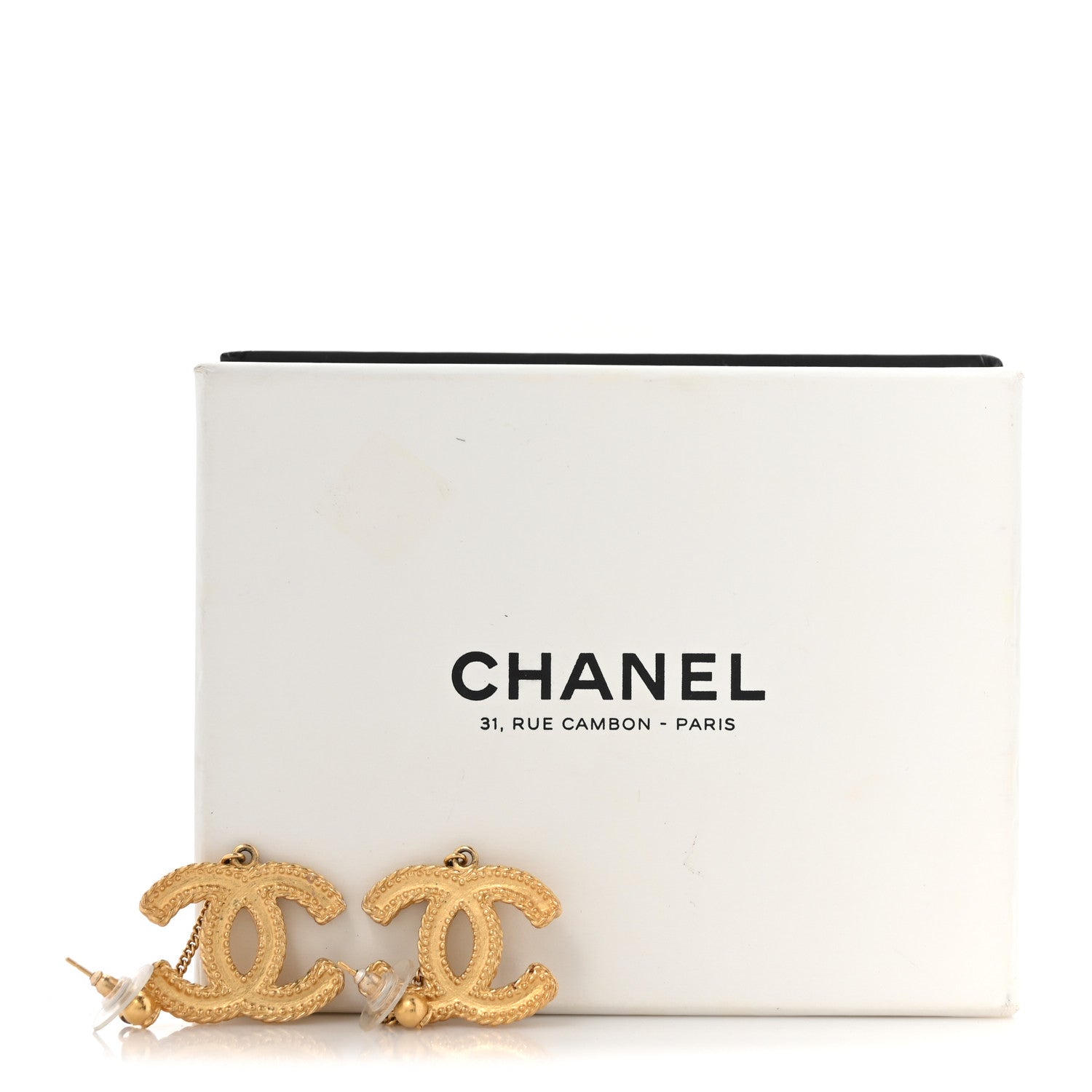 CC Drop Earrings Matte Gold
