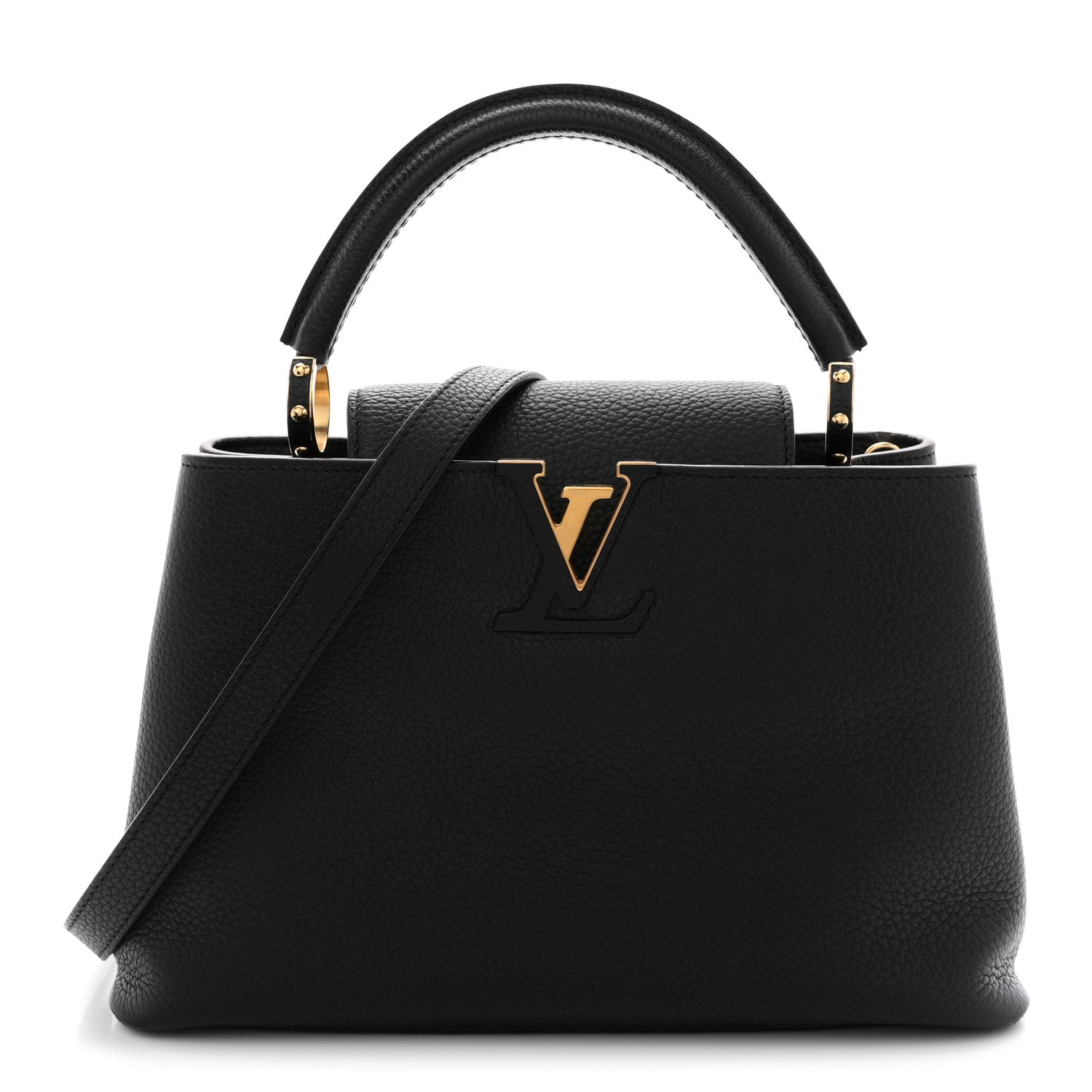 Louis Vuitton Taurillon Capucines MM Black Fuchsia