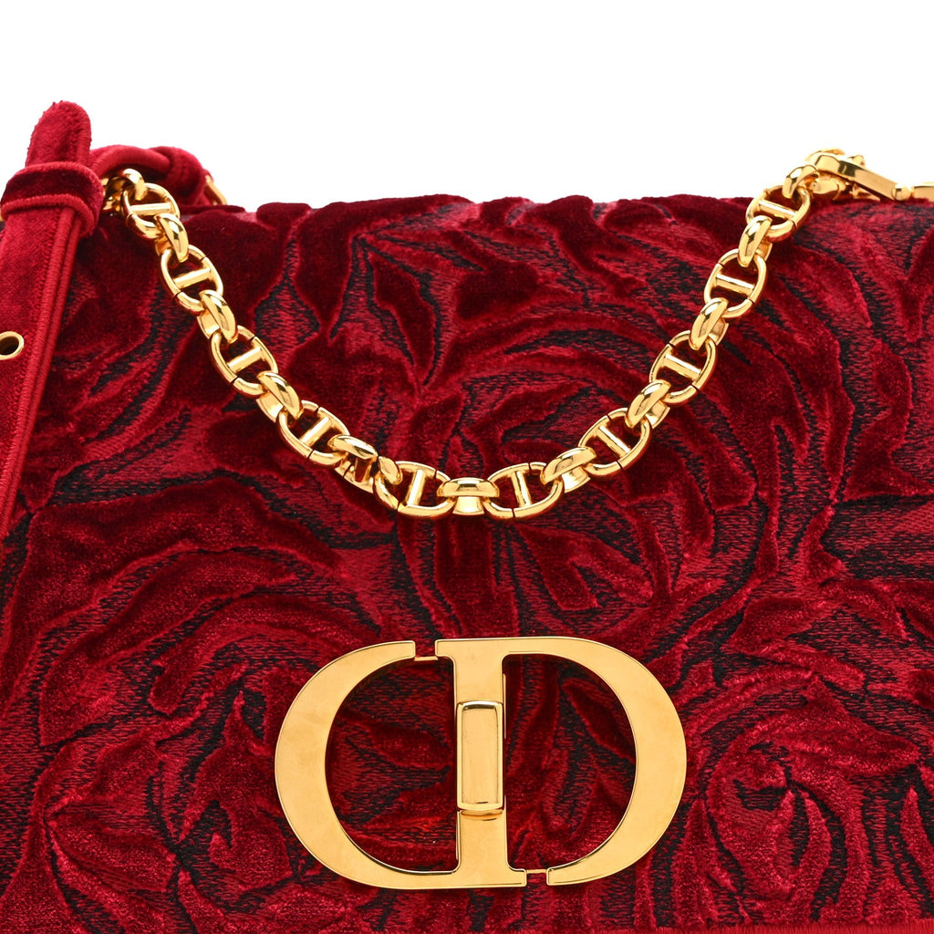 Christian Dior Velvet Rose Medium Caro Bag Rouge