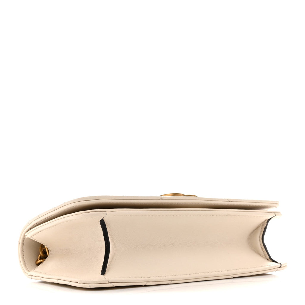 Gucci Calfskin Matelasse GG Marmont Mini Bag White