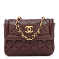 Chanel Shiny Aged Calfskin Quilted Waist Belt Bag Burgundy