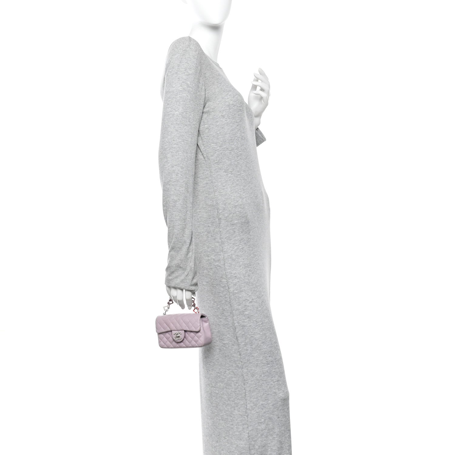 Chanel Lambskin Quilted Extra Mini Valentine Flap Lilac
