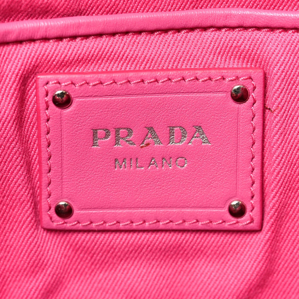 Prada Raffia Crochet Tote Fuchsia