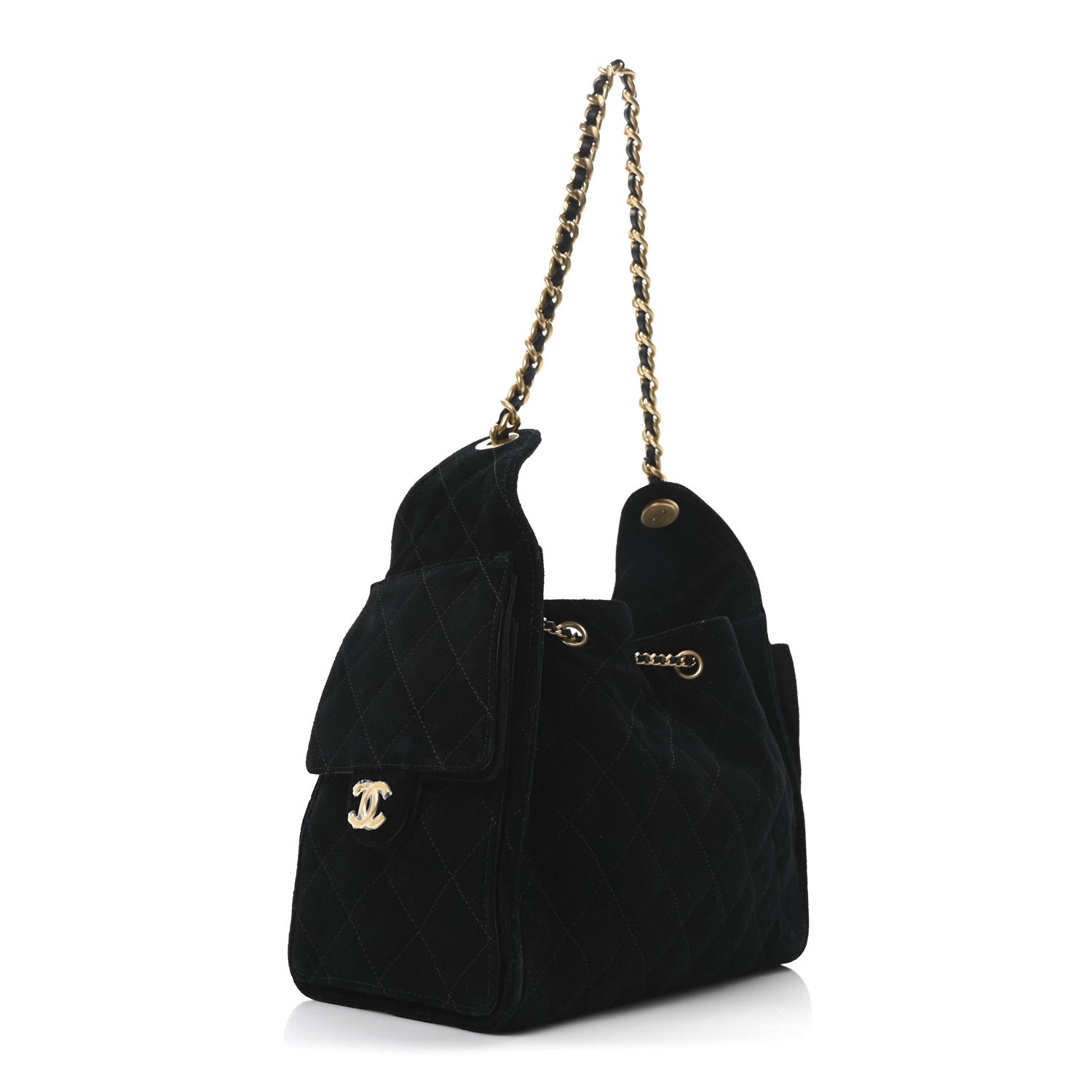 Chanel Suede Quilted Small Chanel 25 Handbag Black