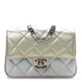 Chanel Gradient Metallic Calfskin Quilted Clutch Silver Blue Yellow Purple